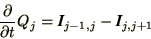 \begin{displaymath}
{\partial\over\partial t} Q_j
= \bi{I}_{j-1,j} - \bi{I}_{j,j+1}
\end{displaymath}