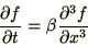 \begin{displaymath}
{\partial f\over\partial t}= \beta {\partial^3 f\over\partial x^3}
\end{displaymath}